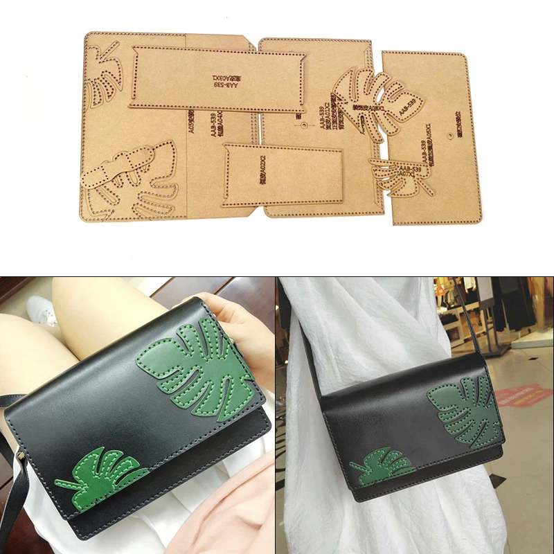 1Set DIY Kraft Paper Sewing Template Fashion Retro Messenger Bag Leather Craft Pattern Stencil Pattern 21*14.5*6cm