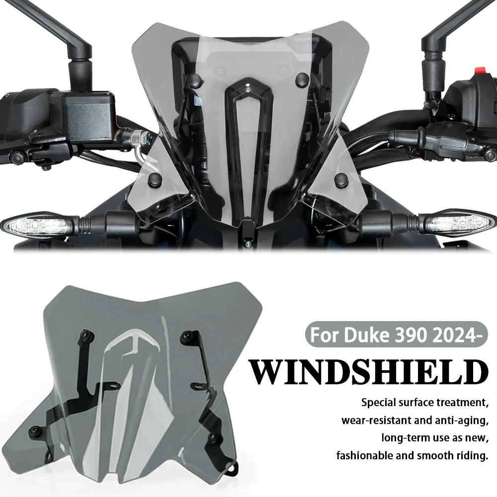

For Duke 390 125 2024-2025 Motorcycle Acrylic Windshield Windscreen Wind Deflector Orange / Gray Motorbike Wind Screen