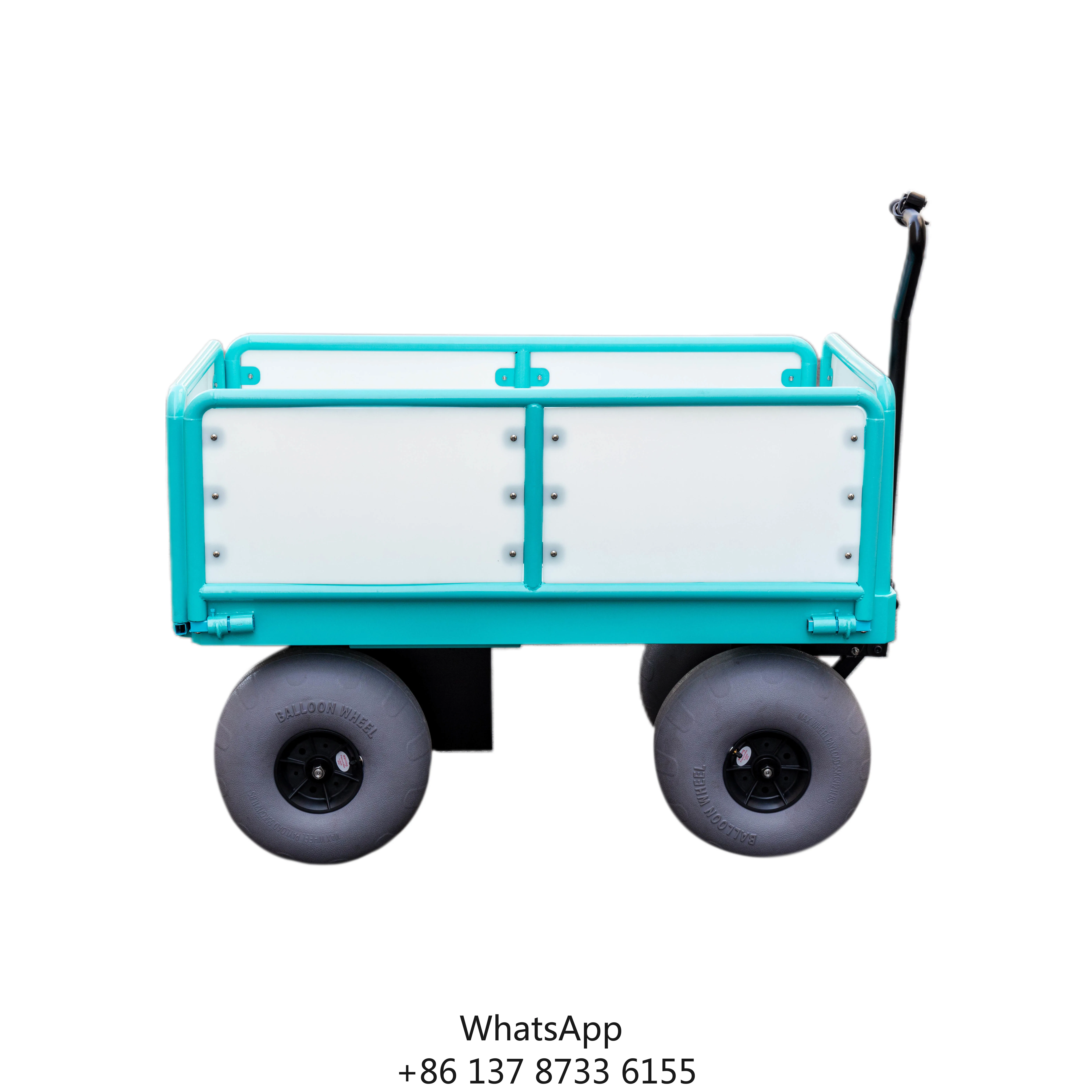 Household Industrial Electric Small Cart 4 Wheels Platform Hand Cart Trolley Cargo Outdoor Garden Cart Dump Wagon Heavy Duty
