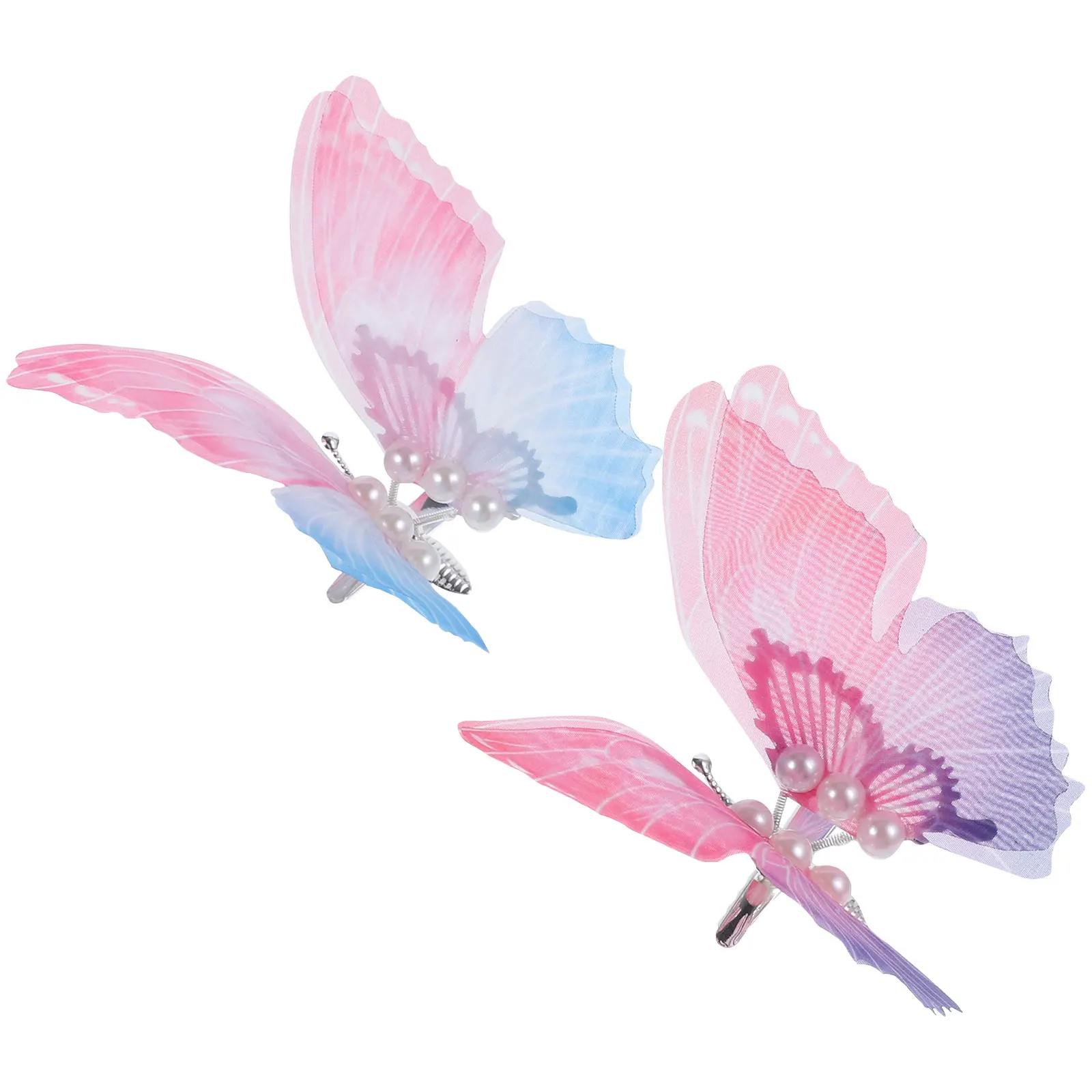 

2 Pcs Butterfly Hair Clips for Girls Small Metal Accessories Moving Wings Realistic Durable Wedding Prom Daily Life
