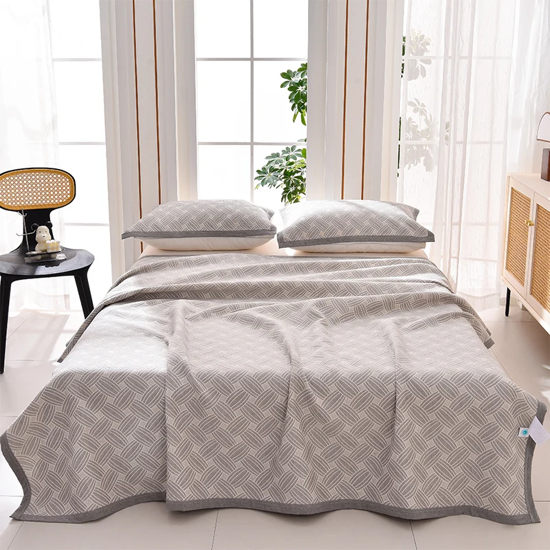 100% Cotton blanket summer bed linen Jacquard Bed blankets 3 layers bedspreads and coverlets stitch Plaid home bedding bed Sheet