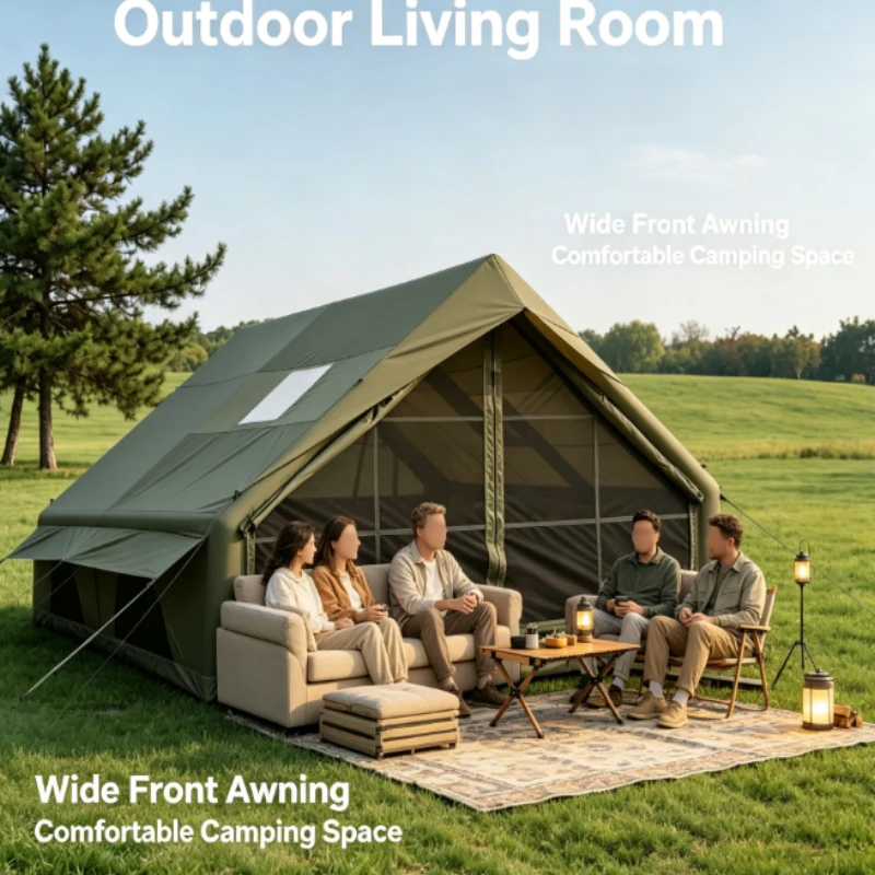 Large Family Camping Tent With Waterproof Coating And Multiple Windows For Outdoor Group Shelter Garden Party Canopy Equipment