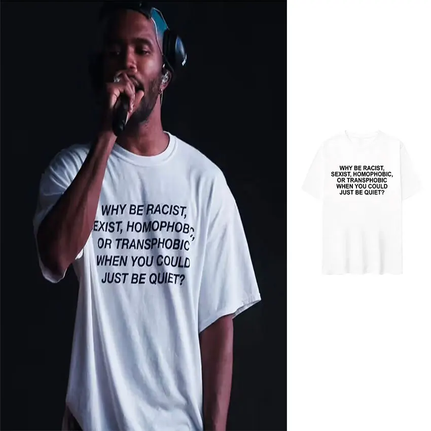 Why Be Racist Frank Letter Print T Shirts Men Women Retro High Quality Fashion Ocean T-shirt Casual 100% Cotton Oversized Tshirt