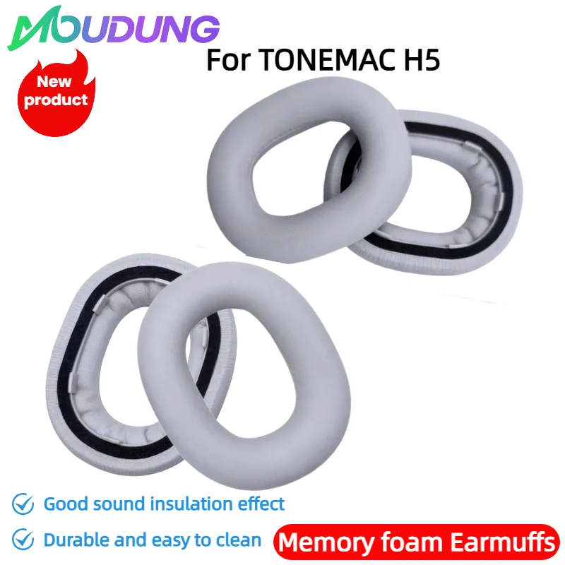 

MOUDUNG Protein Leather Earpads Cushions With buckle For TONEMAC H5 Headphones, Replacement Ear Pads Headset