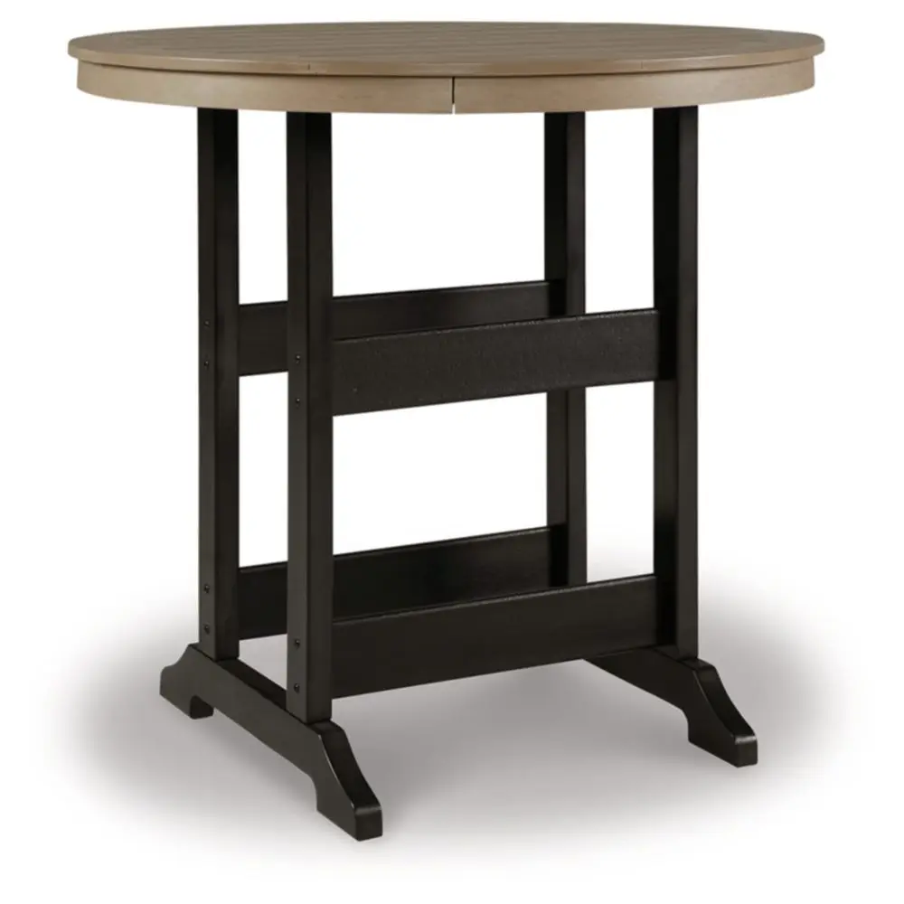 

Fairen Trail Modern Round Bar Table with Umbrella Option , Black amp Brown