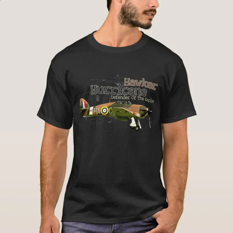 

British RAF Hawker Hurricane Fighter T-Shirt 100% Cotton O-Neck Summer Short Sleeve Casual Mens T-shirt Size S-3XL
