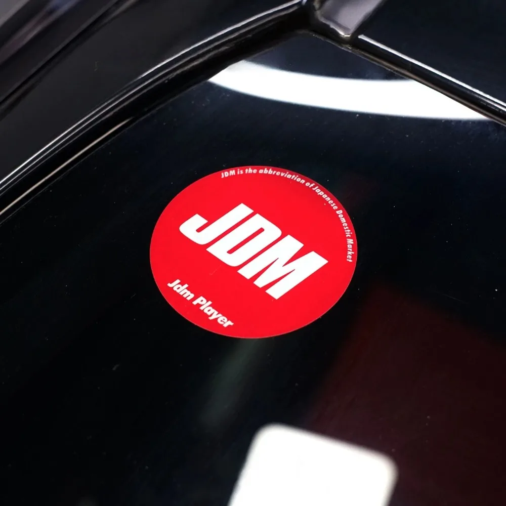 1PC Red Round JDM Static Cling Window Decal Removable No‑Glue Car Interior Sticker