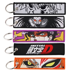 Japanese Anime Series Chain Keychain Embroidery Key Fobs for Motorcycles Cars Bag Backpack Keychain Fashion Key Ring