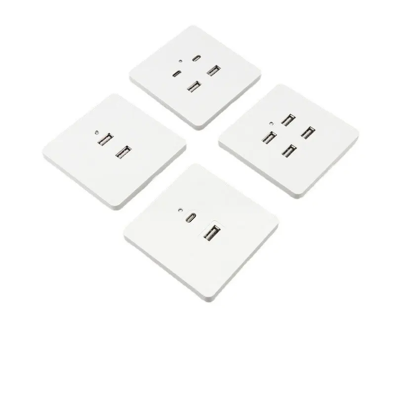 Surface Mounted USB Socket 86-type 20W Type-c Fast Charging Socket Factory Wholesale 220V to 5V 2/3/4/6-Hole Concealed Socket
