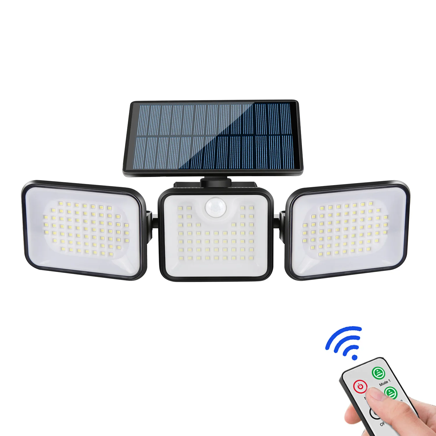 Solar-Powered 180-Degree LED Three-Head Spotlight Rotatable Outdoor Street Lighting for Garden Courtyard Safety