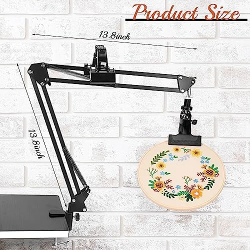 Embroidery Hoop Holder, Adjustable Embroidery Hoop Holder with Instruction Holder, Stitchand Embroidery Projects-A09G