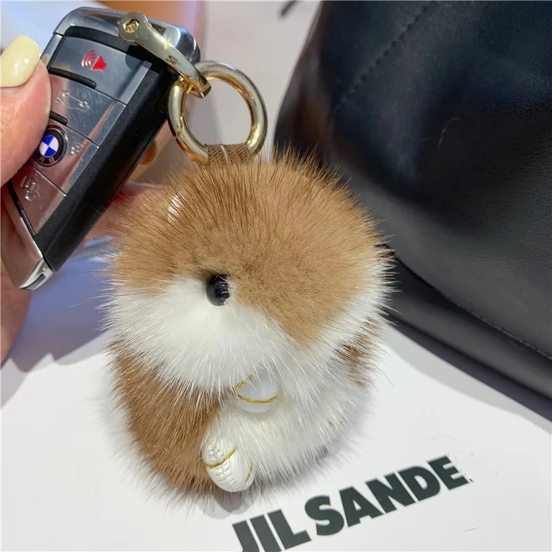 Mink Hair Mini Super Cute Little Hamster Fur Pendant Cute Hamster Doll Super Q  Bag  Pendant  Key  Chain  Children  Animal  Doll