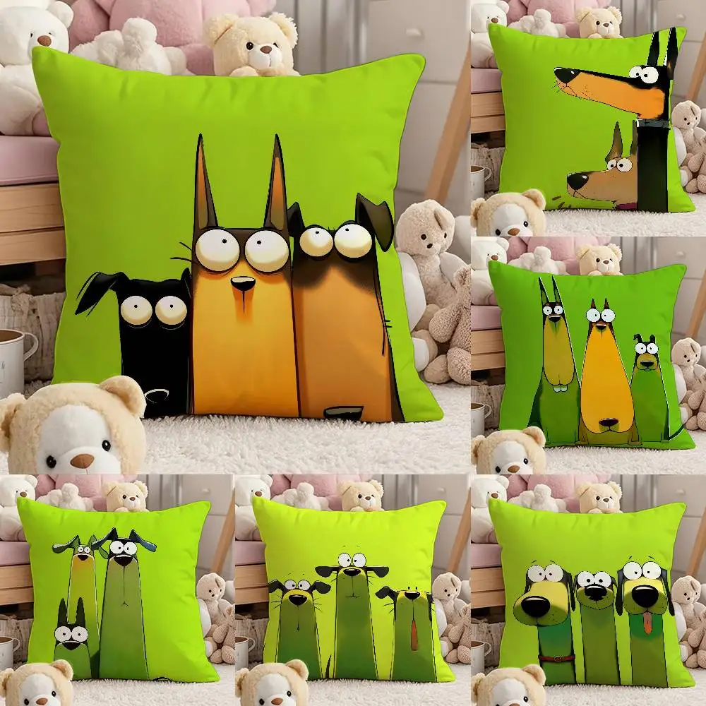 

Funny Creative Cartoon Doberman Pillow Case Comfort Sofa Bed Silky Elegant Invisible Zipper Custom Decorative Cushion Cover