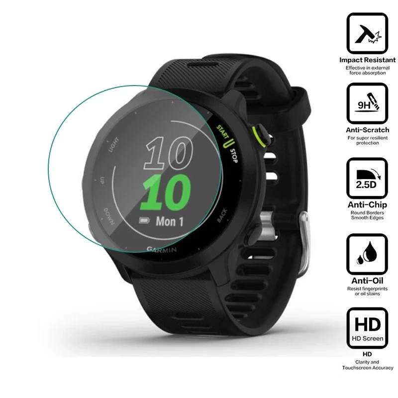 3/5 sztuk ochronne szkło hartowane na ekran Film dla Garmin Forerunner 55 akcesoria do inteligentnego zegarka odporne na kurz HD filmy ochronne