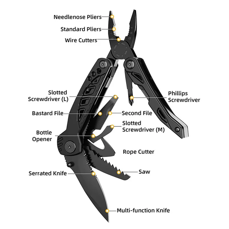13 In 1 Multi-function Folding Tool Kitchen Bottle Opener Sharp Pocket Multitool Pliers Pliers Vehicle Emergency Tool Sets