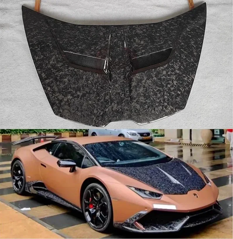 Real Carbon Fiber Front Bumper Engine Hood Bonnet Vent Cover For Lamborghini Huracan LP580 LP610 2014-2021 V Style