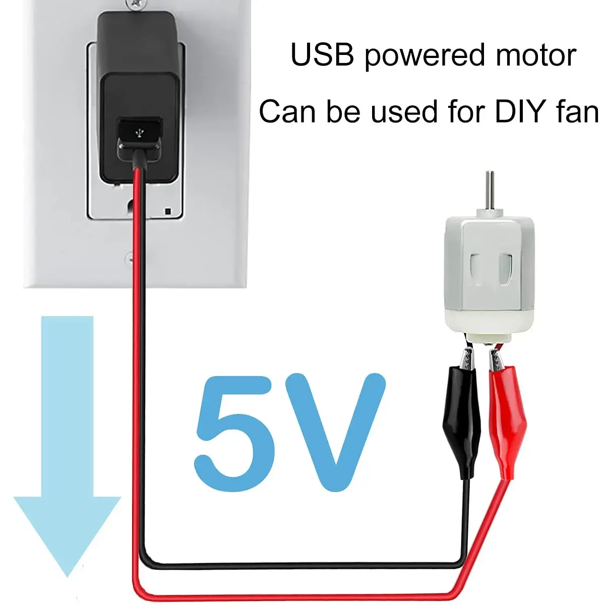 Alligator Clip to USB, Crocodile Clamps to USB Type-A Male Connector Cable Copper Test Leads for Testing Circuit Power Supply image 4