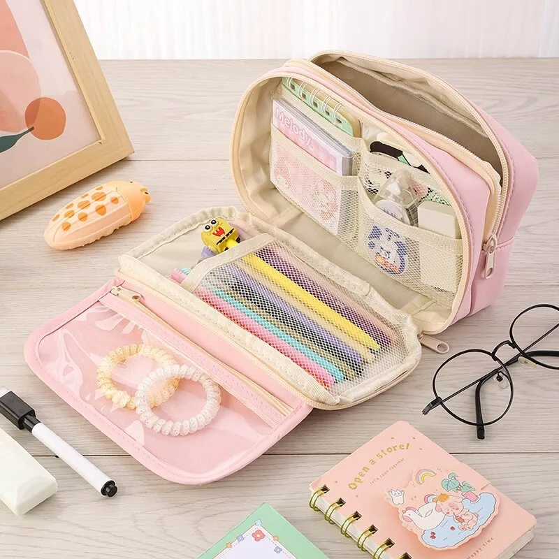 Kawaii Federmäppchen, mehrschichtig, für Schreibwaren, Stift, niedliche Tasche, kreative Stiftbox für Studenten, Schulanfang, Schreibwaren