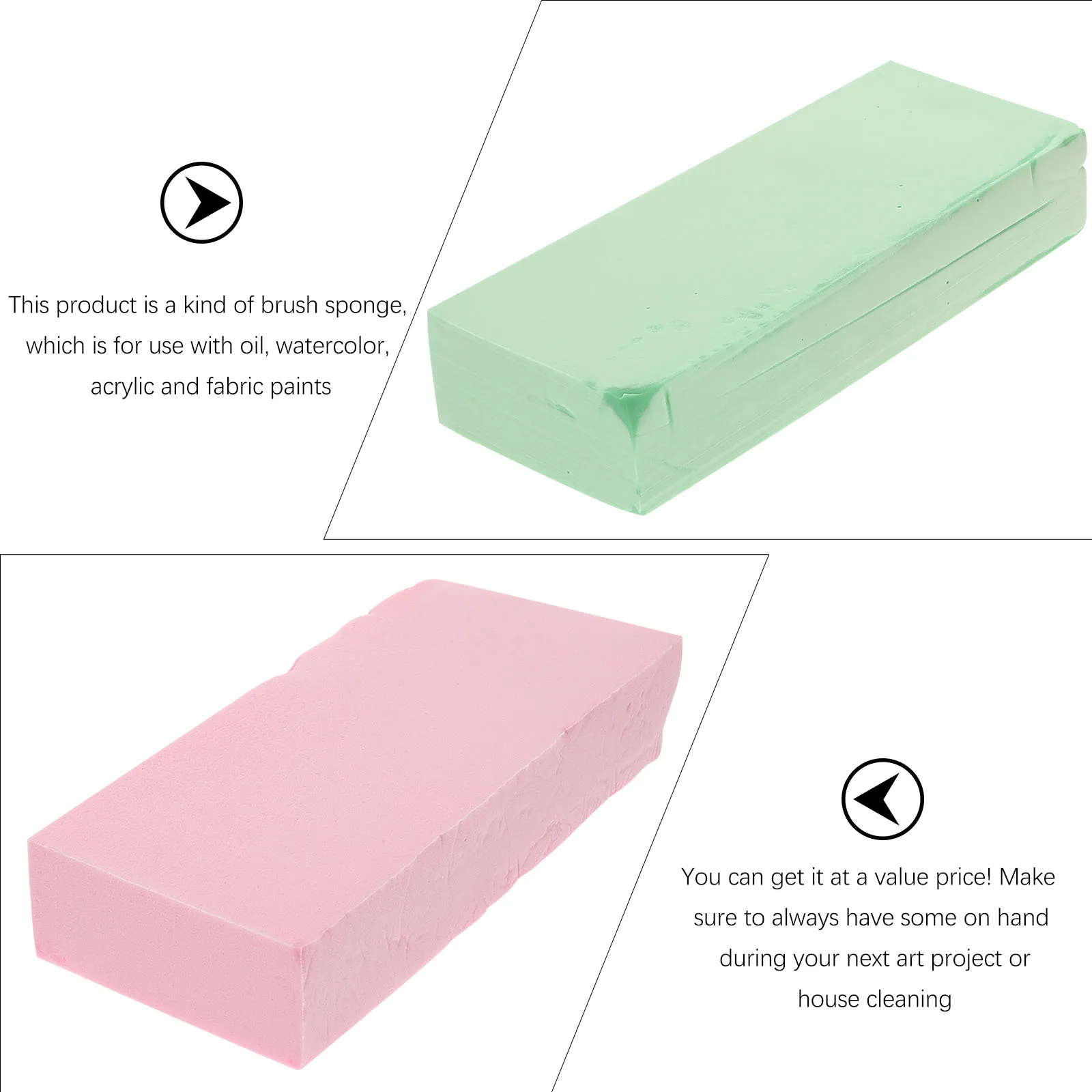 

2pcs Synthetic Sponges Oil Brush Art Absorbent Craft For Painting Clay Cleaning Compressible Eco-Friendly Sponges