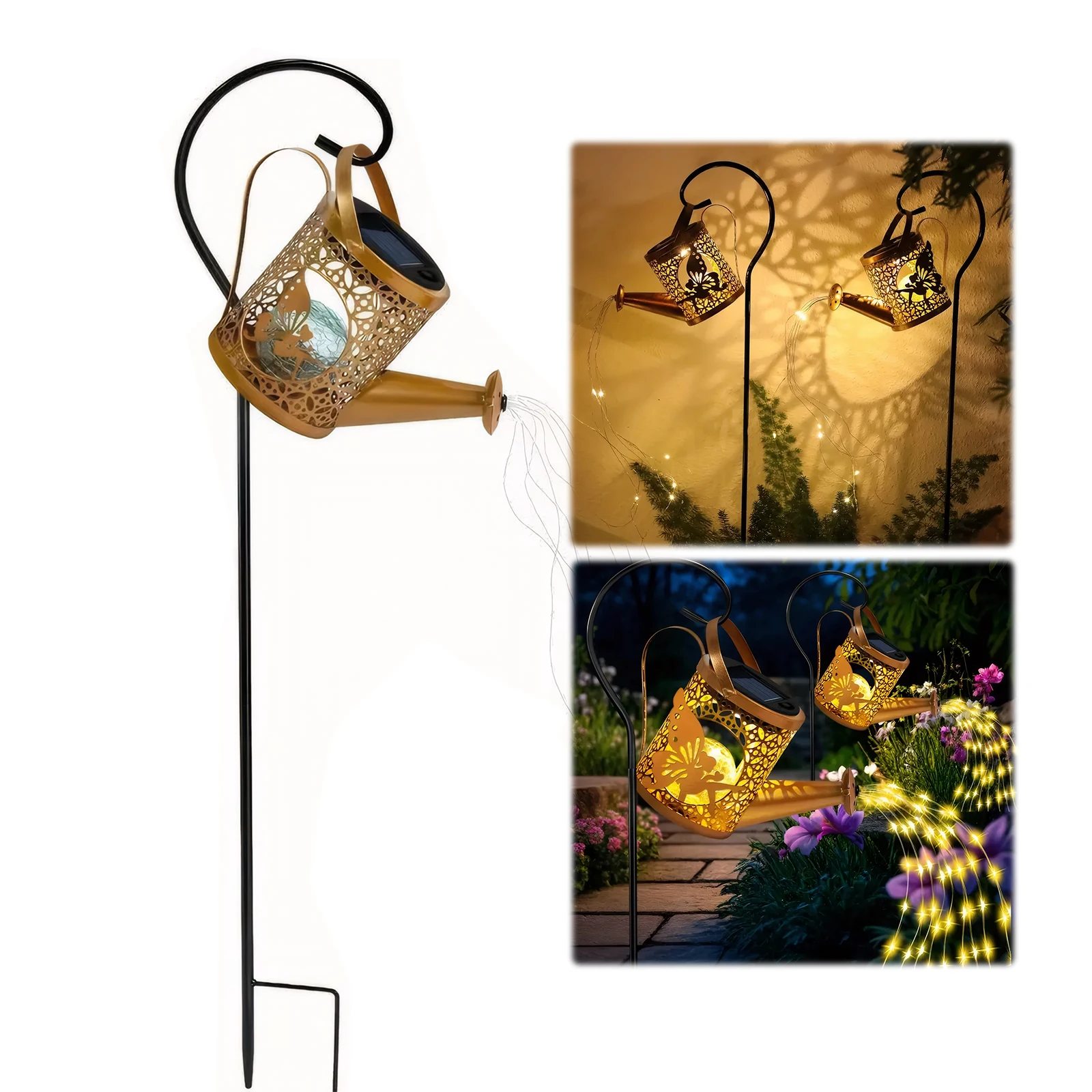 

LED Solar Garden Kettle Light IP65 Waterproof Metal Solar Lights Hanging Kettle Lantern for Outdoor Villa Yard Decoration