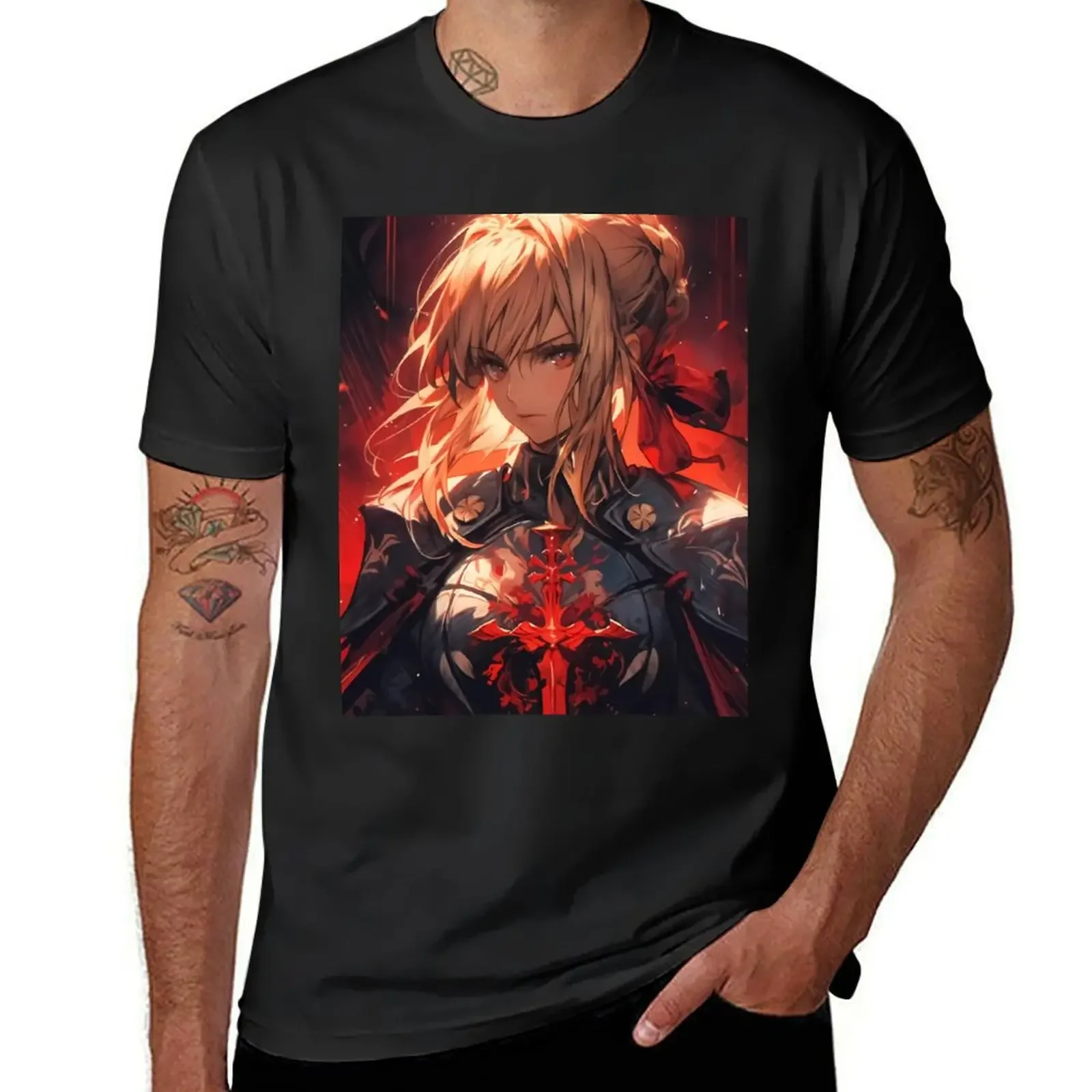 Saber The Gallant Knight of Fate Stay Night T-Shirt oversized graphics aesthetic clothes tshirts for men 2024 heavyweight hot