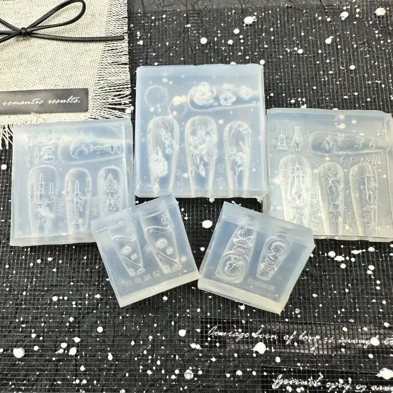 

3D Flower Relief Silicone Nail Mold Candle Holder Rose Transparent Nails Templates DIY Nail Art Decoration Manicure Design Tools