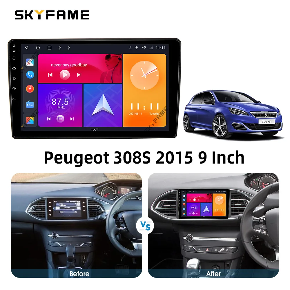 SKYFAME Auto Frame Fascia Adapter Canbus Box Decoder Android Radio Dash Fitting Panel Kit Voor Peugeot 308 308 SW 308 S T9