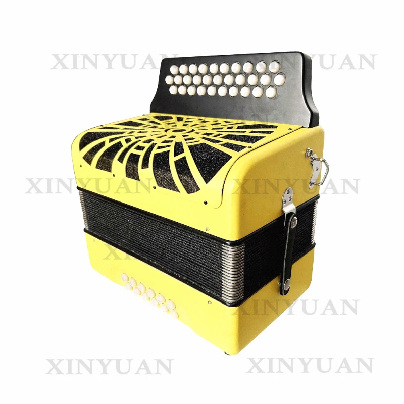 Diatonic Wood Accordion JB3112D, 31-Button 12-Bass Yellow Professional Musical Instrument Acordeon