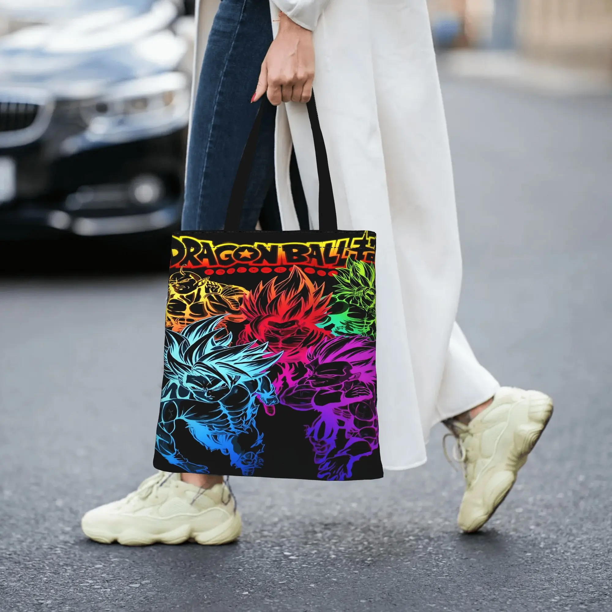 Customized Dragon Ball Goku Women's Bag Campus Handbag Large Capacity  Canvas Tote Bag Foldable Chic Pattern