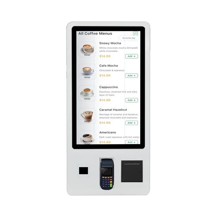 طلب الطعام كشك الخدمة الذاتية مع طابعة الماسح الضوئي PC مطعم الوجبات السريعة كشك الطلب الذاتي آلة الدفع المثبتة على الحائط #4