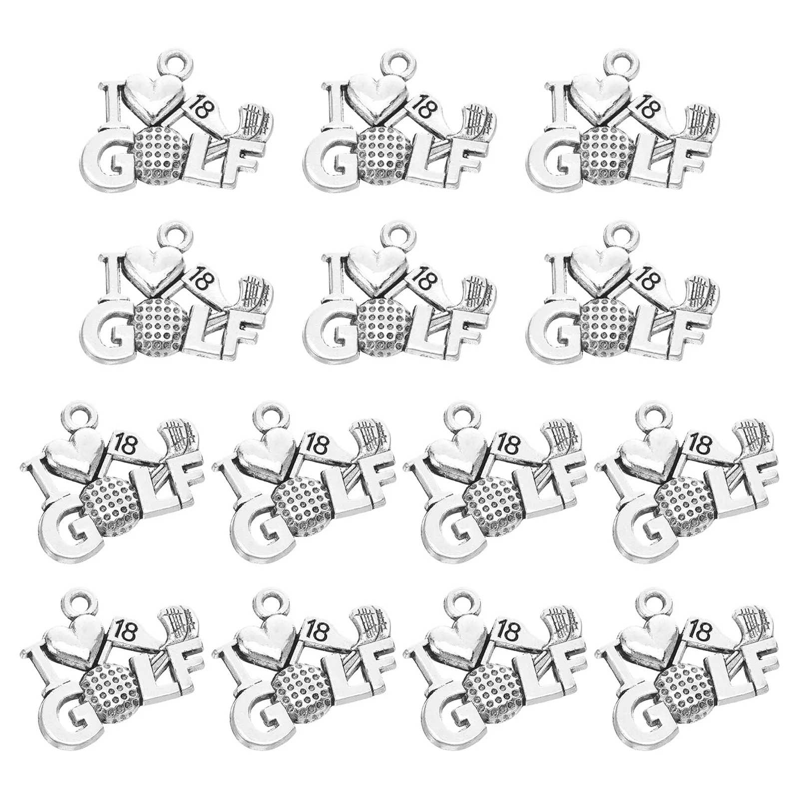 

20 Pcs Golf Pendant Alloy Material Jewelry Golf-themed Charm Silver Party Favors
