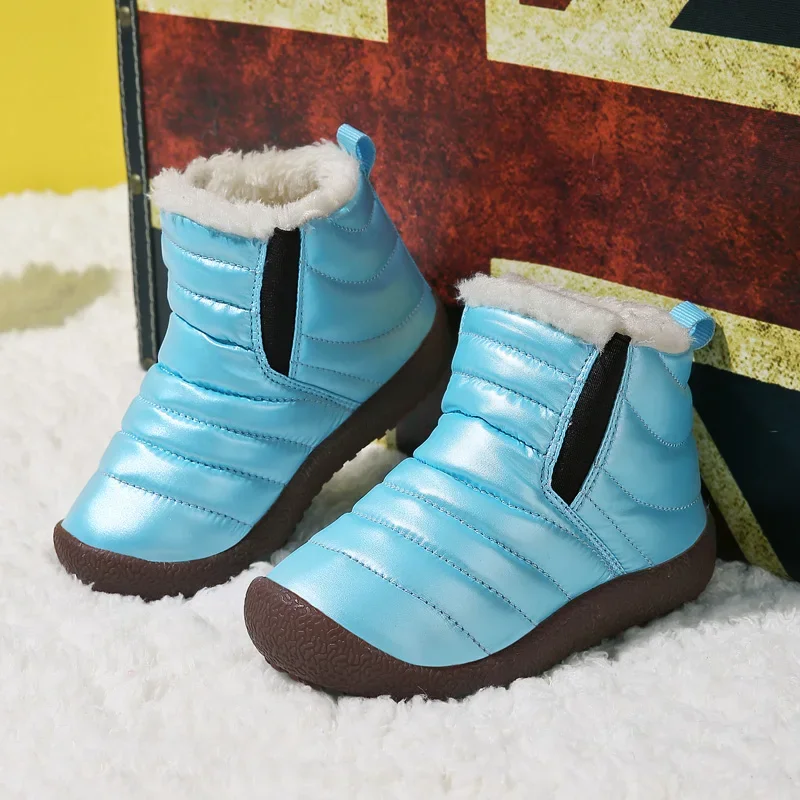 Boys' high quality 25-37 size snow boots winter style 2024 high-top warm cotton  waterproof and non-slip  shoes