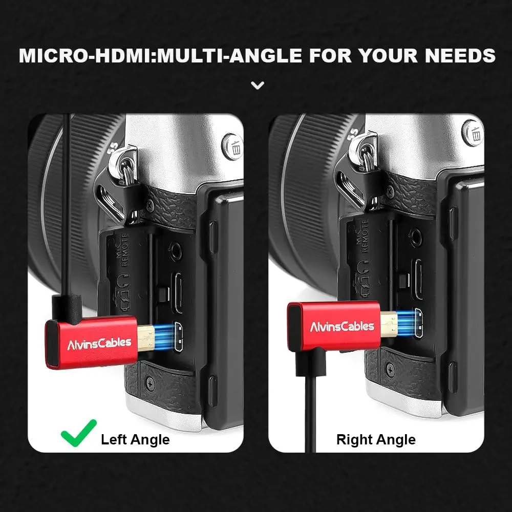 Alvin's Cables 8K 2.1 Ultra-Thin Left Angle Micro HDMI to HDMI Coiled Cable for Atomos Ninja V, 8K@60Hz 4K@120Hz High-Speed 45cm