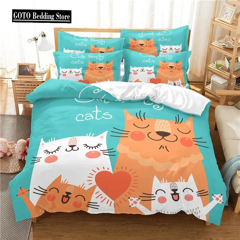 

Cartoon Bedding Set 2-3 Pcs Red Lollipop Dog Duvet Cover Sets Bed Linens Pet Cat Adults Kids Single Double Bedclothes Beddings