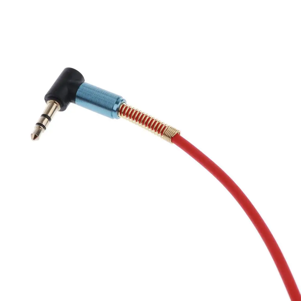 2x 6ft 3.5mm Right Angle Male to Male Stereo Audio Extension Coiled Cable Red