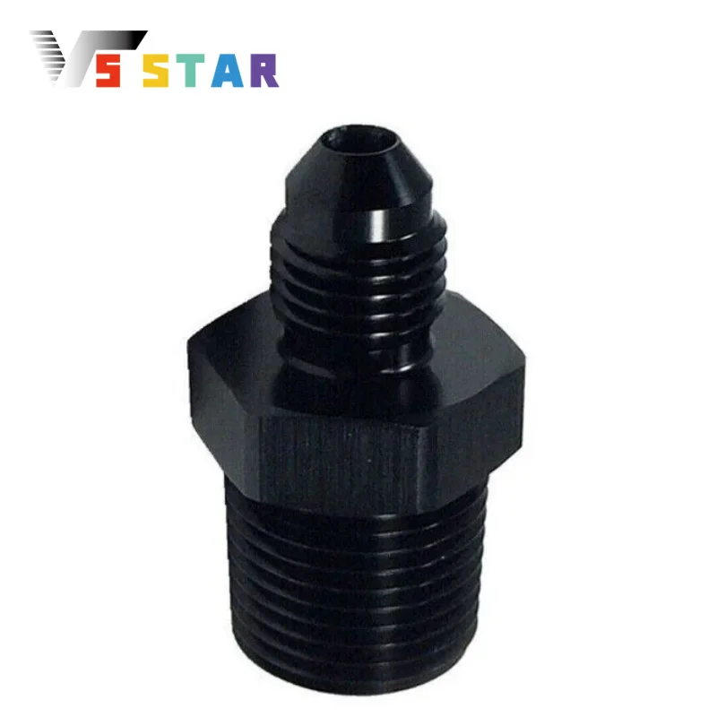 

High Quality 1pcs 2pcs AN4 AN6 Aluminum Straight Male Flare Fuel Hose End Fitting Adapter 1/4" 1/8" 3/8" Black