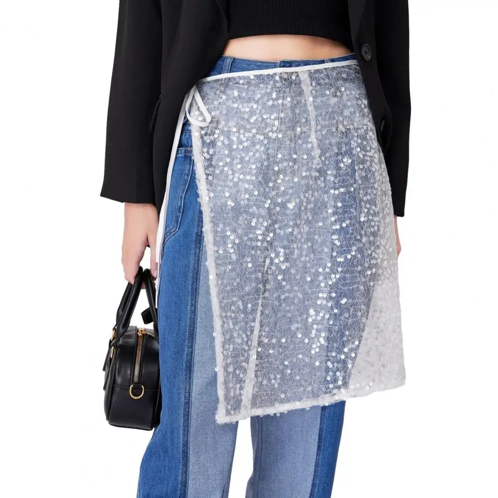 สีทึบกระโปรง Elegant LACE-up เลื่อมตาข่ายกระโปรงผู้หญิงเงา Decor Soft Breathable เส้นด้าย