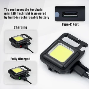 COB LED ميني مصباح يدوي سوبر برايت EDC سلسلة المفاتيح ضوء في الهواء الطلق في حالات الطوارئ التخييم مصباح الجيب مع الذيل المغناطيس المفتاح أعلى 8 مبيعات لمصباح يدوي داكن - رقم 1