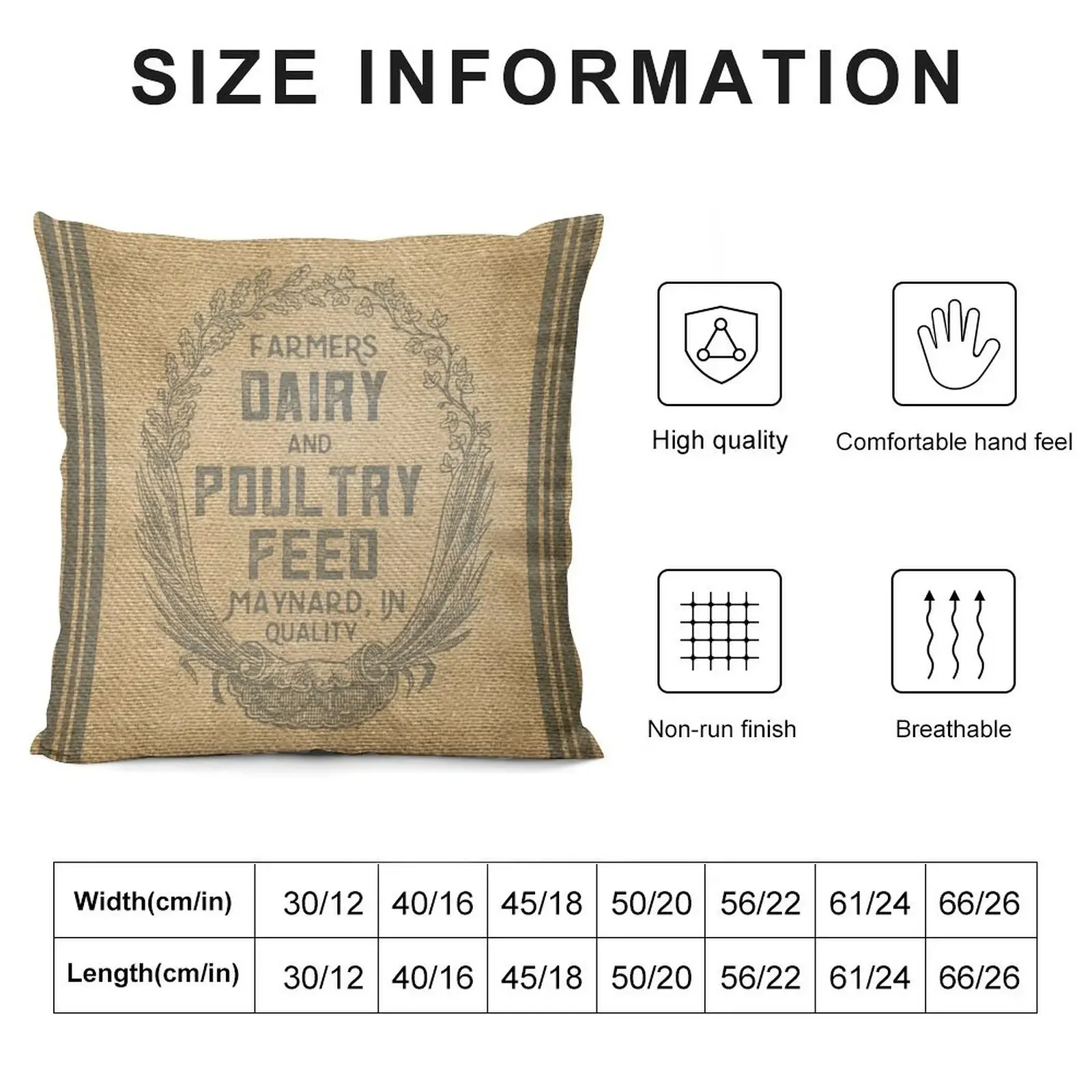 Vintage Burlap Style Dairy Poultry Feed Sack Design Throw Pillow anime girl christmas cushions covers pillow