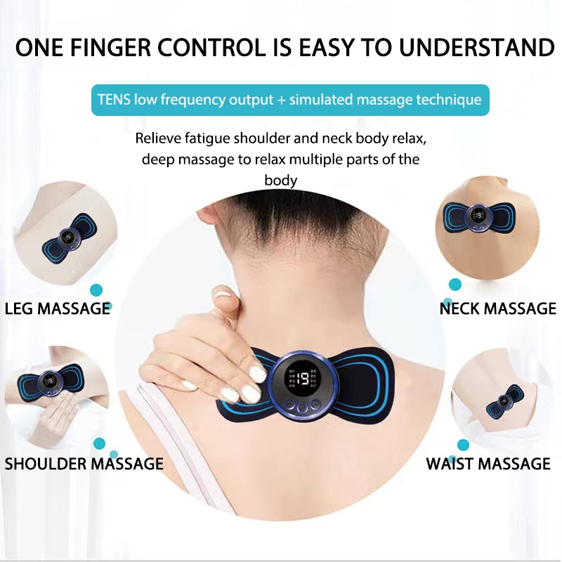 19 Levels EMS Neck Electric Massager Patch Pulse Muscle Stimulator Gel Pad Relieve Fatigue Cervical Massage Sticker Portable view 5