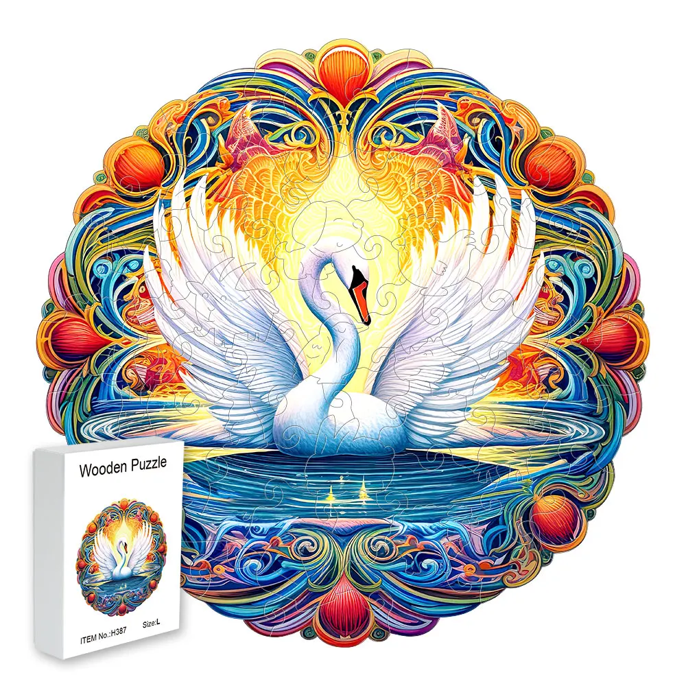 

Wooden jigsaw Swan Delicate gift box Irregular shape jigsaw Puzzle Gratitude gift adult stress reduction family interactive toy