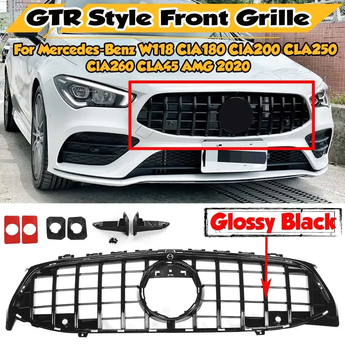 GTR Style W118 Car Front Bumper Grille Grill Cover For Mercedes For Benz W118 ClA180 ClA200 CLA250 ClA260 CLA45 For AMG 2020