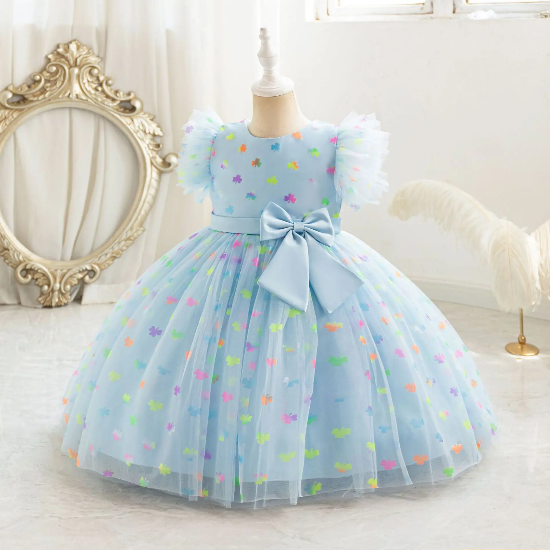 HETISO Maple Leaves Girl Kid\'s Dress Halloween Tulle Baby Dresses Children Princess Birthday Party Gown 2-10 Years