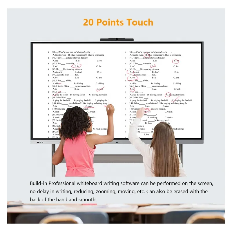 Interactive Whiteboard 55 Inch Smart Writing White Board 20 Points Touch Screen Flat Panel With Dual System