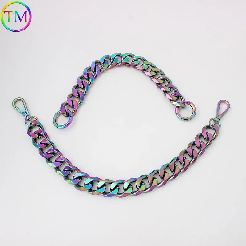 1-3pieces 30-100cm Rainbow Thick Round Aluminum Chain Durable Metal Snap Carabiner For Purse Chain Bags Purses Strap Accessories