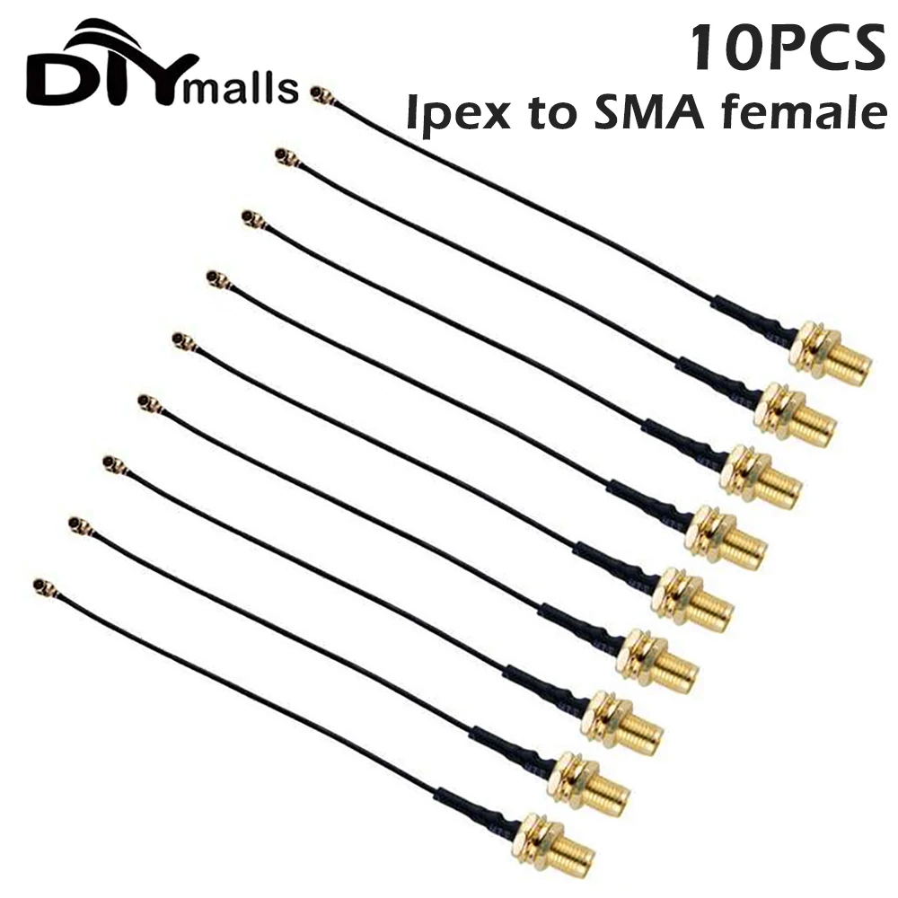 

10PCS Ipex to SMA female antenna conversion cable antenna adapter female 10cm black 1 generation interface all-in-one