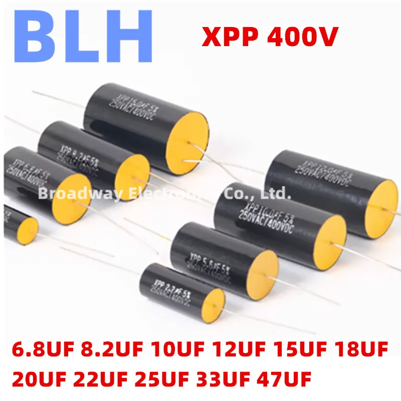 5PCS XPP Non-polar Axial Fever Audio Capacitor 400V 6.8UF 8.2UF 10UF 12UF 15UF 18UF 20UF 22UF 25UF 33UF 47UF