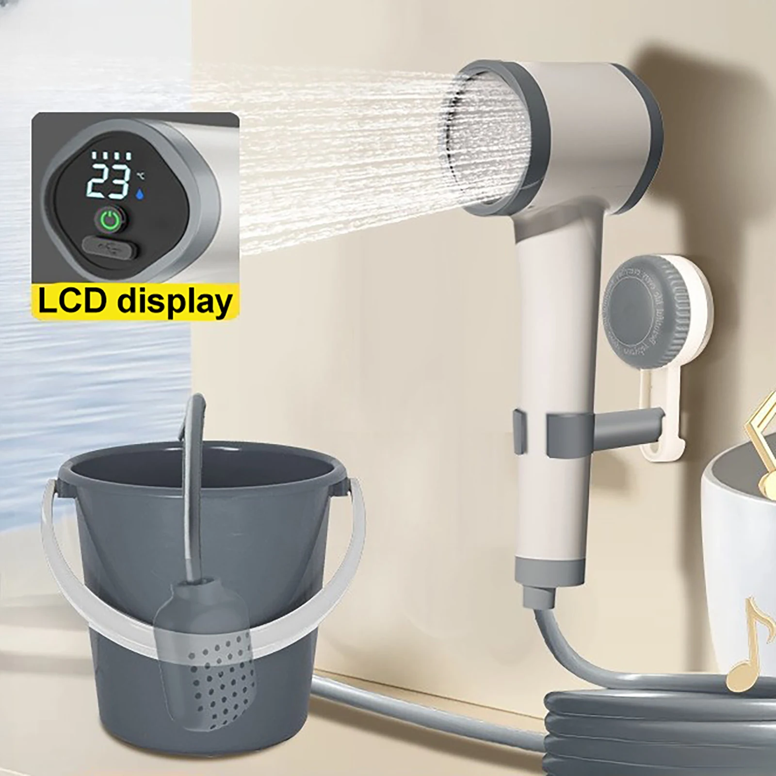 

Electric Shower Portable Outdoor Bathing Tool 2.0A Built-in Battery for Pet Dog Bath Sprayer Field Construction Site Dormitory