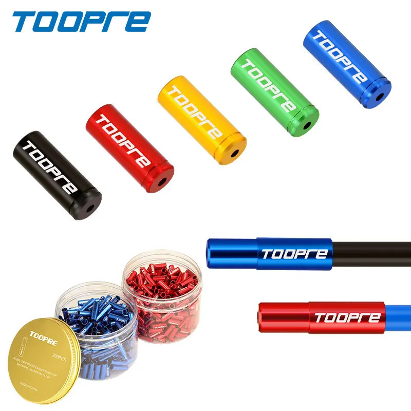 TOOPRE tapa de Cable de bicicleta de aleación de aluminio, 4mm, 5mm, extremos de Cable de freno de cambio de bicicleta de montaña y carretera, tapones de tubo de alambre, 10 piezas por lote