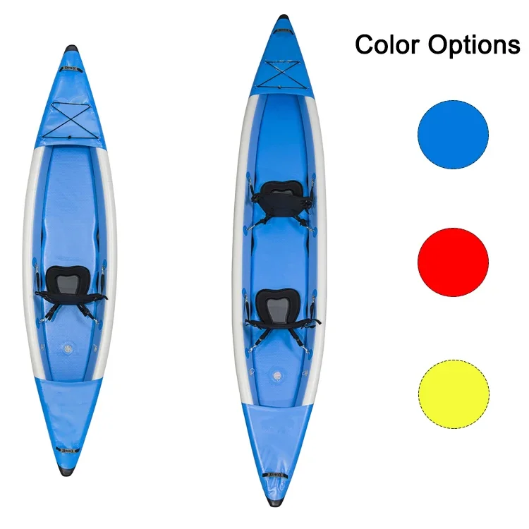 Water Sport Fishing Canoe Rowing Boat Drop Stitch Material Inflatable Tandem Sit In Double Kayak